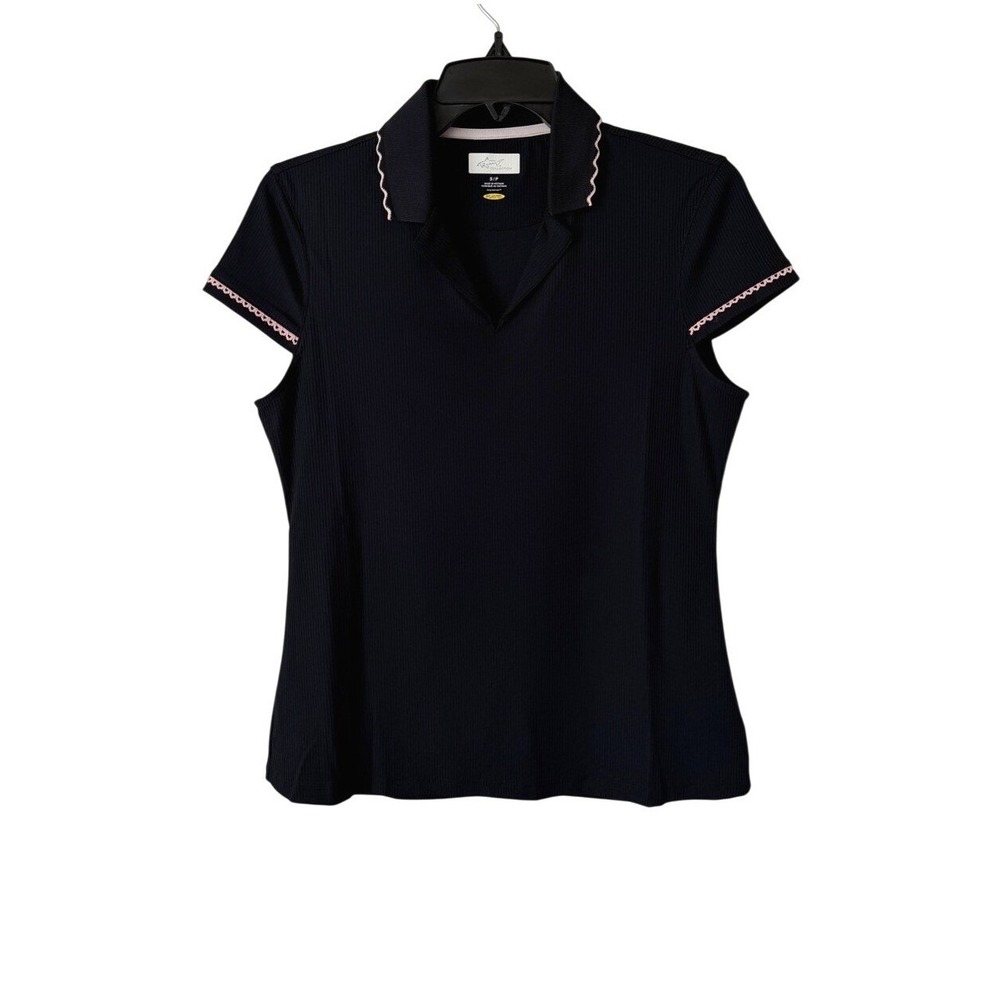 3/$20 💥 Greg Norman Women's Play Dry Black Short Sleeve Golf Polo Shirt Pink